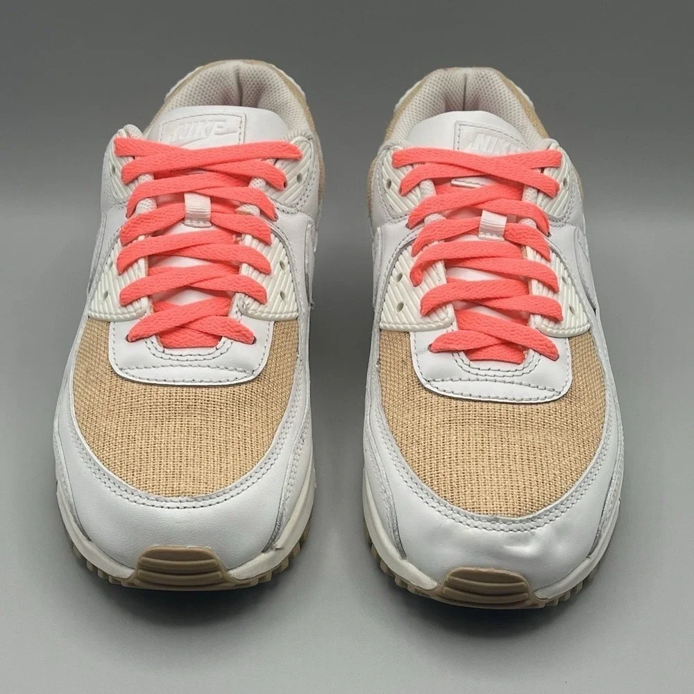 2020 Nike Air Max 90 White and Brown Burlap Retro‎ Shoes - Men's Size 9 USED